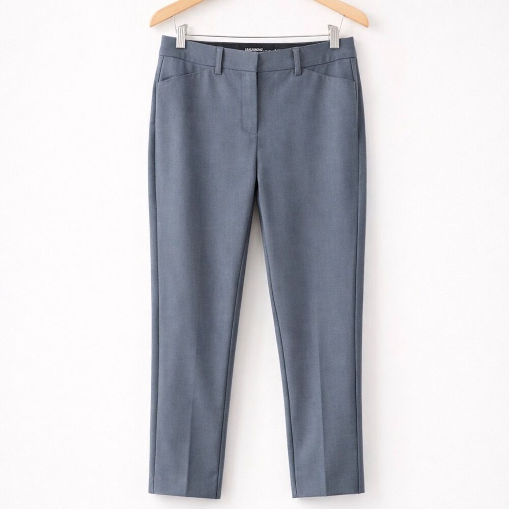 Lafayette 148 Gray Straight Leg Dress Pants Tonal Side Stripe Sz 6 Career Office